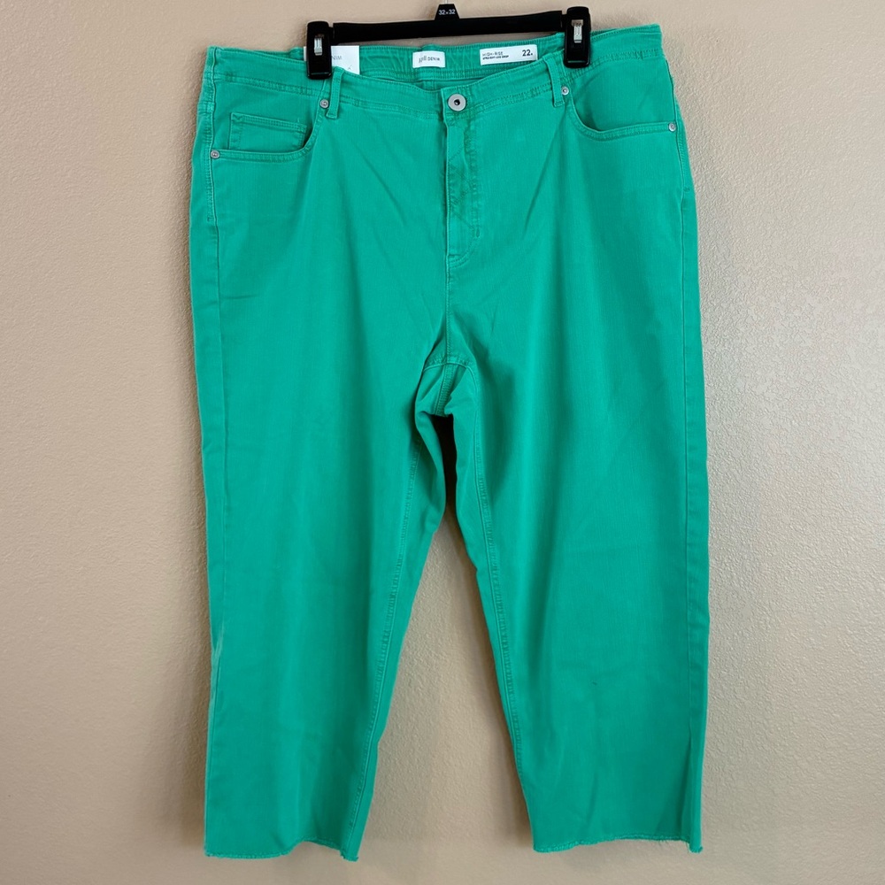 J Jill Denim New Size 22 Green High Rise Straight Leg Cropped Jeans‎ Raw Hem